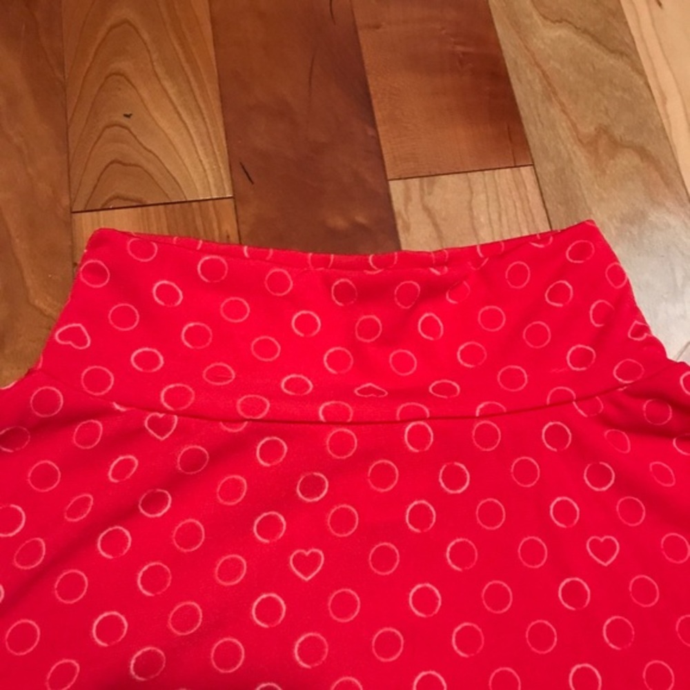 Girl’s circle Skirt Red w/White bubbles & hearts